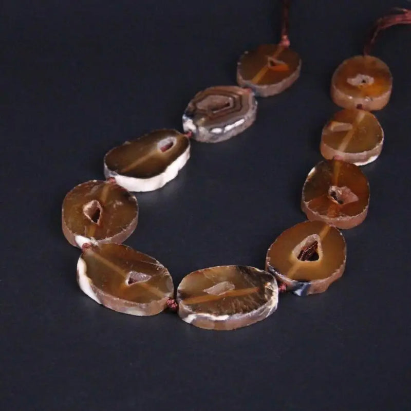 Brown Raw Agates Drusy Geode Slab Slice Loose Beads