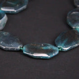 10PCS Dark Green Agate Faceted Nugget Slice Beads for Jewelry Making