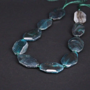 10PCS Dark Green Agate Faceted Nugget Slice Beads for Jewelry Making