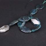 10PCS Dark Green Agate Faceted Nugget Slice Beads for Jewelry Making