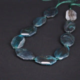 10PCS Dark Green Agate Faceted Nugget Slice Beads for Jewelry Making