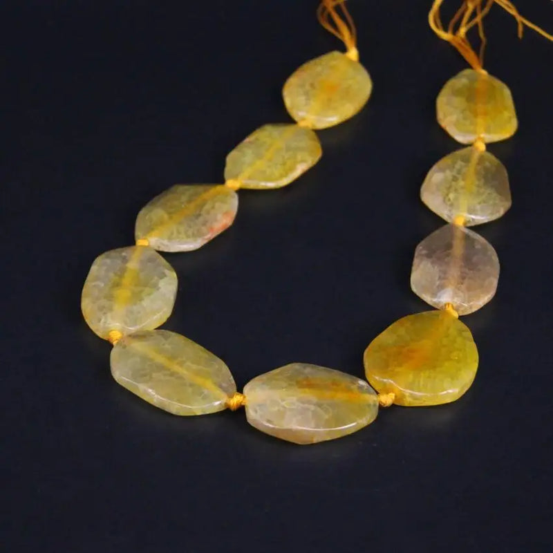 10PCS Light Yellow Agates Faceted Slice Pendant Beads