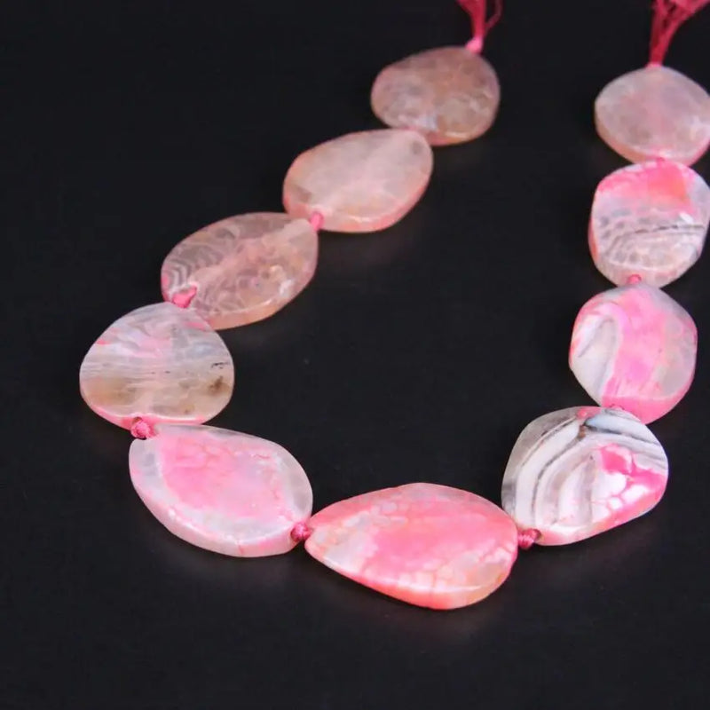 10PCS Pink Dragon Veins Raw Agate Druzy Beads