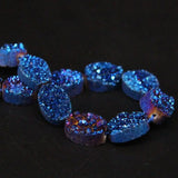 11PCS Titanium Natural Quartz Geode Drusy Oval Nugget Beads