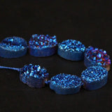 11PCS Titanium Natural Quartz Geode Drusy Oval Nugget Beads