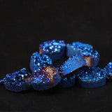 11PCS Titanium Natural Quartz Geode Drusy Oval Nugget Beads