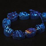 11PCS Titanium Natural Quartz Geode Drusy Oval Nugget Beads