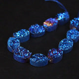 11PCS Titanium Natural Quartz Geode Drusy Oval Nugget Beads