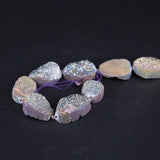 11PCS Rainbow Titanium Quartz Geode Drusy Nugget Beads