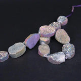 11PCS Rainbow Titanium Quartz Geode Drusy Nugget Beads