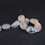 11PCS Rainbow Titanium Quartz Geode Drusy Nugget Beads