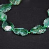Green Raw Agates Faceted Nugget Slice Loose Beads 14PCS/strand