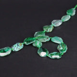 Green Raw Agates Faceted Nugget Slice Loose Beads 14PCS/strand