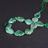 Green Raw Agates Faceted Nugget Slice Loose Beads 14PCS/strand