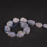 15PCS Grey Titanium Agate Druzy Crystal Slab Beads Quartz Geode Slice Pendants