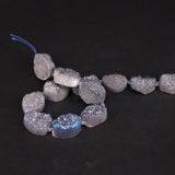 15PCS Grey Titanium Agate Druzy Crystal Slab Beads Quartz Geode Slice Pendants