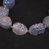 15PCS Grey Titanium Agate Druzy Crystal Slab Beads Quartz Geode Slice Pendants