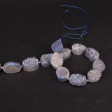 15PCS Grey Titanium Agate Druzy Crystal Slab Beads Quartz Geode Slice Pendants