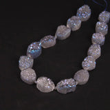 15PCS Grey Titanium Agate Druzy Crystal Slab Beads Quartz Geode Slice Pendants