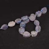 15PCS Grey Titanium Agate Druzy Crystal Slab Beads Quartz Geode Slice Pendants