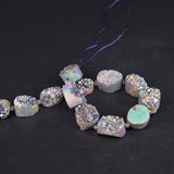 Titanium Rainbow Quartz Geode Drusy Slab Nugget Beads