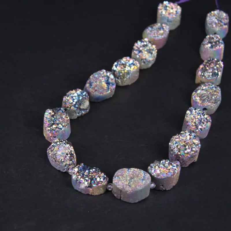 Titanium Rainbow Quartz Geode Drusy Slab Nugget Beads