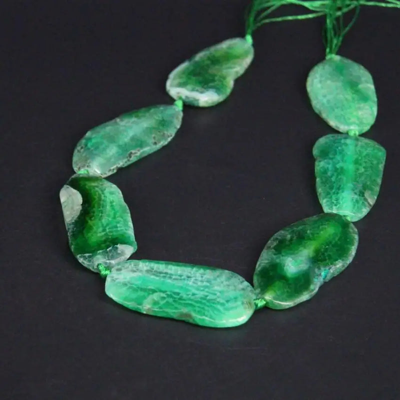 Green Raw Dragon Veins Agates Druzy Faceted Slab Nugget Beads
