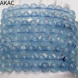 Natural Aquamarine Round Bracelet Beads 8-10mm DIY Jewelry Making