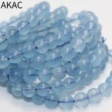 Natural Aquamarine Round Bracelet Beads 8-10mm DIY Jewelry Making