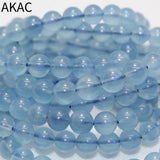 Natural Aquamarine Round Bracelet Beads 8-10mm DIY Jewelry Making