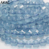 Natural Aquamarine Round Bracelet Beads 8-10mm DIY Jewelry Making