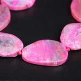 8PCS Pink Dragon Veins Agate Slab Nugget Beads Natural Drusy Stone Pendants