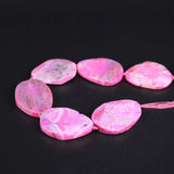 8PCS Pink Dragon Veins Agate Slab Nugget Beads Natural Drusy Stone Pendants