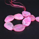 8PCS Pink Dragon Veins Agate Slab Nugget Beads Natural Drusy Stone Pendants