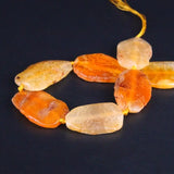 8PCS Orange Yellow Dragon Veins Agates Druzy Slab Nugget Beads