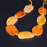 8PCS Orange Yellow Dragon Veins Agates Druzy Slab Nugget Beads