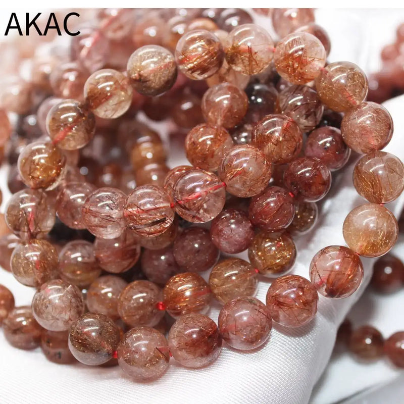 A++ Natural Copper Rutile Quartz Bracelet 9-9.8mm 10-10.8mm