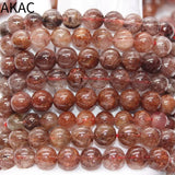 Natural Copper Rutile Quartz Bracelet Beads 9-10.8mm A++ Quality