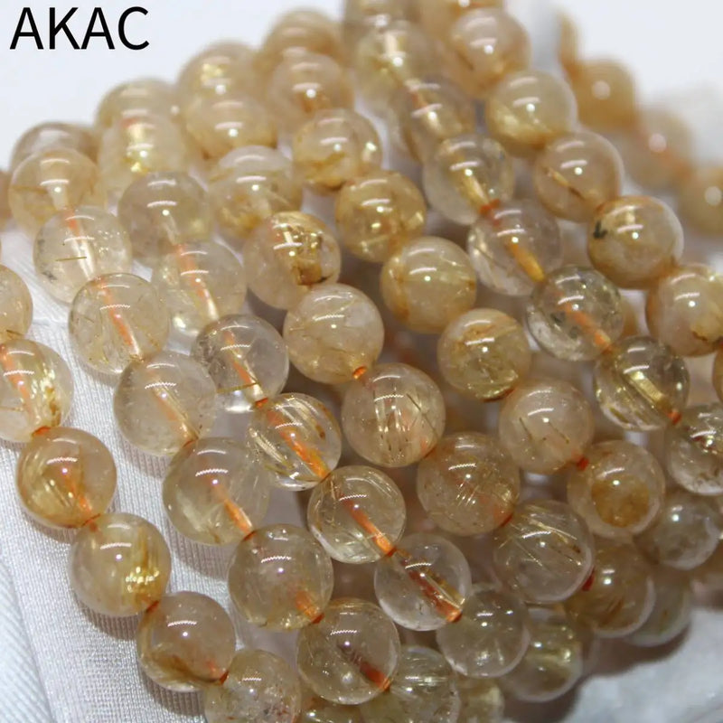Golden Rutile Quartz Bracelet Beads 9-9.8mm 20-21 Beads A+ Natural