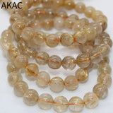 Golden Rutile Quartz Bracelet Beads 9-9.8mm 20-21 Beads A+ Natural