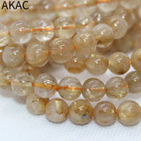 Golden Rutile Quartz Bracelet Beads 9-9.8mm 20-21 Beads A+ Natural