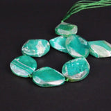 9PCS Green Agates Cut Slab Nugget Beads, Natural Drusy Stone Slice Pendants