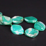 9PCS Green Agates Cut Slab Nugget Beads, Natural Drusy Stone Slice Pendants