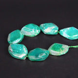 9PCS Green Agates Cut Slab Nugget Beads, Natural Drusy Stone Slice Pendants