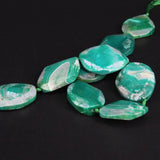 9PCS Green Agates Cut Slab Nugget Beads, Natural Drusy Stone Slice Pendants