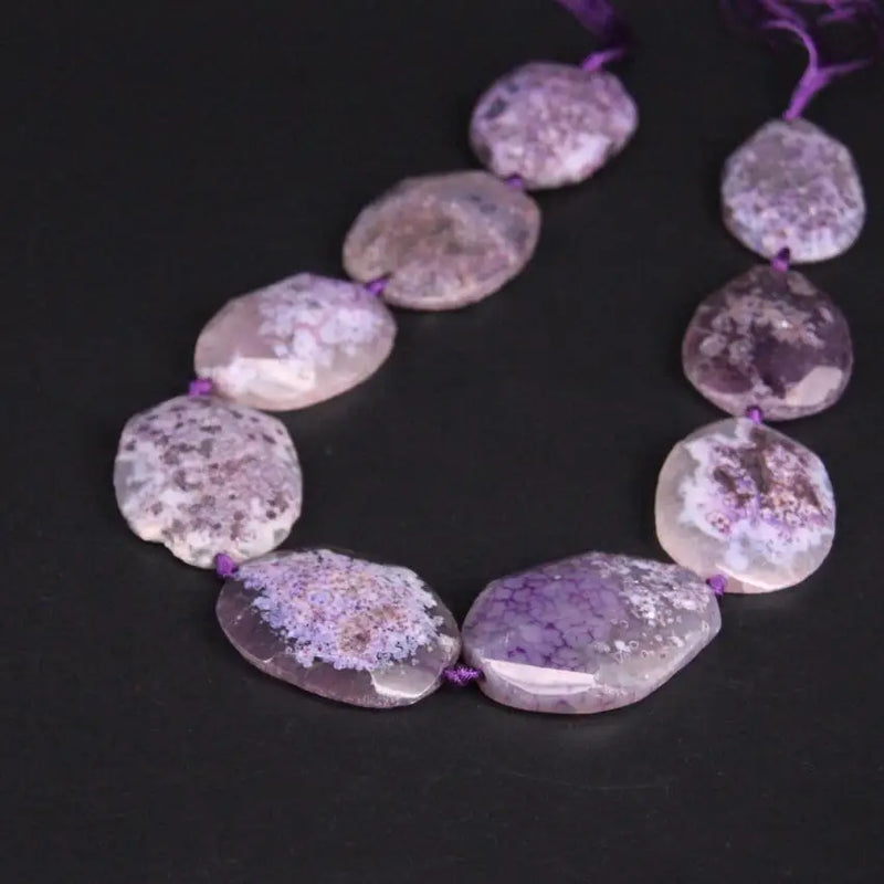 Light Purple Raw Agates Faceted Nugget Slice Pendant Beads