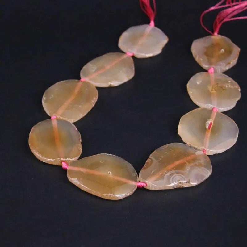 Natural Light Brown Agates Faceted Slab Nugget Loose Beads