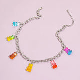 Aprilwell Rainbow Bear Choker Necklace Women Collar Charm Silver Chain Gift