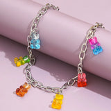 Aprilwell Rainbow Bear Choker Necklace Women Collar Charm Silver Chain Gift