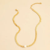 Aprilwell Gothic Pearl Choker Necklace For Women Collar Leaf Chain